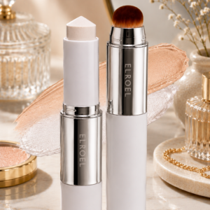 Stick V White - Korean Color-Changing Foundation Stick with Volufiline - Medium to Full Coverage Dewy Finish Base Makeup - Dual-Ended with Detachable Brush (202 Natural)
