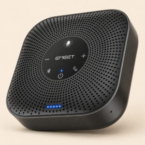 EMEET M0 Plus Conference Speaker and Microphone, 4 Mics 360° Voice Pickup | Noise Reduction, USB C&C-to-A Adapter, Bluetooth Speakerphone for 8 People w/Daisy Chain for 16, Works with Leading Software