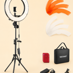NEEWER Ring Light 18inch Kit: 55W 5600K Professional LED with Stand and Phone Holder, Soft Tube & Bag for Tattoo Lash Extension Barber Makeup Artist Studio Video Photography Lighting, RL-18