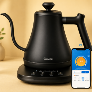Govee Smart Electric Kettle, WiFi Variable Temperature Gooseneck Tea Kettle | Pour Over Kettle and Electric Tea Kettle, Alexa Control, 1200W Quick Heating, All Stainless Steel, 0.8L Matte Black