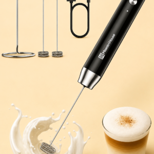 Maestri House Rechargeable Milk Frother with Stand, LunaFro Handheld Electric Foam Maker Waterproof Detachable Stainless Steel Whisk Drink Mixer Foamer for Lattes, Cappuccino