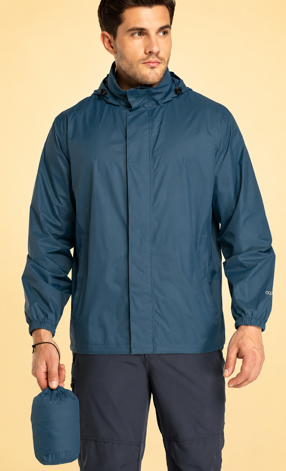 33,000ft Packable Rain Jacket Men's Lightweight Waterproof Rain Shell Jacket Raincoat with Hood for Golf Cycling Windbreaker