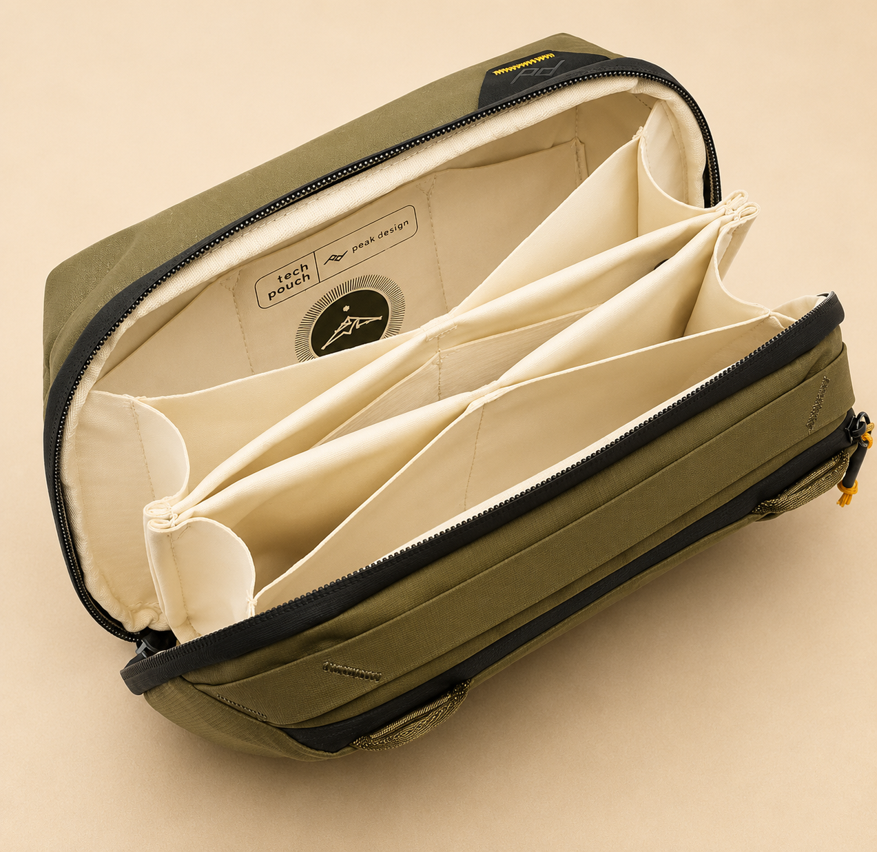 Peak Design Tech Pouch, Kelp, Electronics Organizer for Travel or Everyday Carry, Origami-Style Storage, Cable Pass-Through, Weatherproof Recycled Nylon, Gear Carry Bag for Men and Women