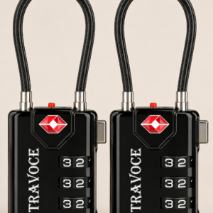 TSA Approved Luggage Locks, Combination Cable Locks,2 Pack, Black