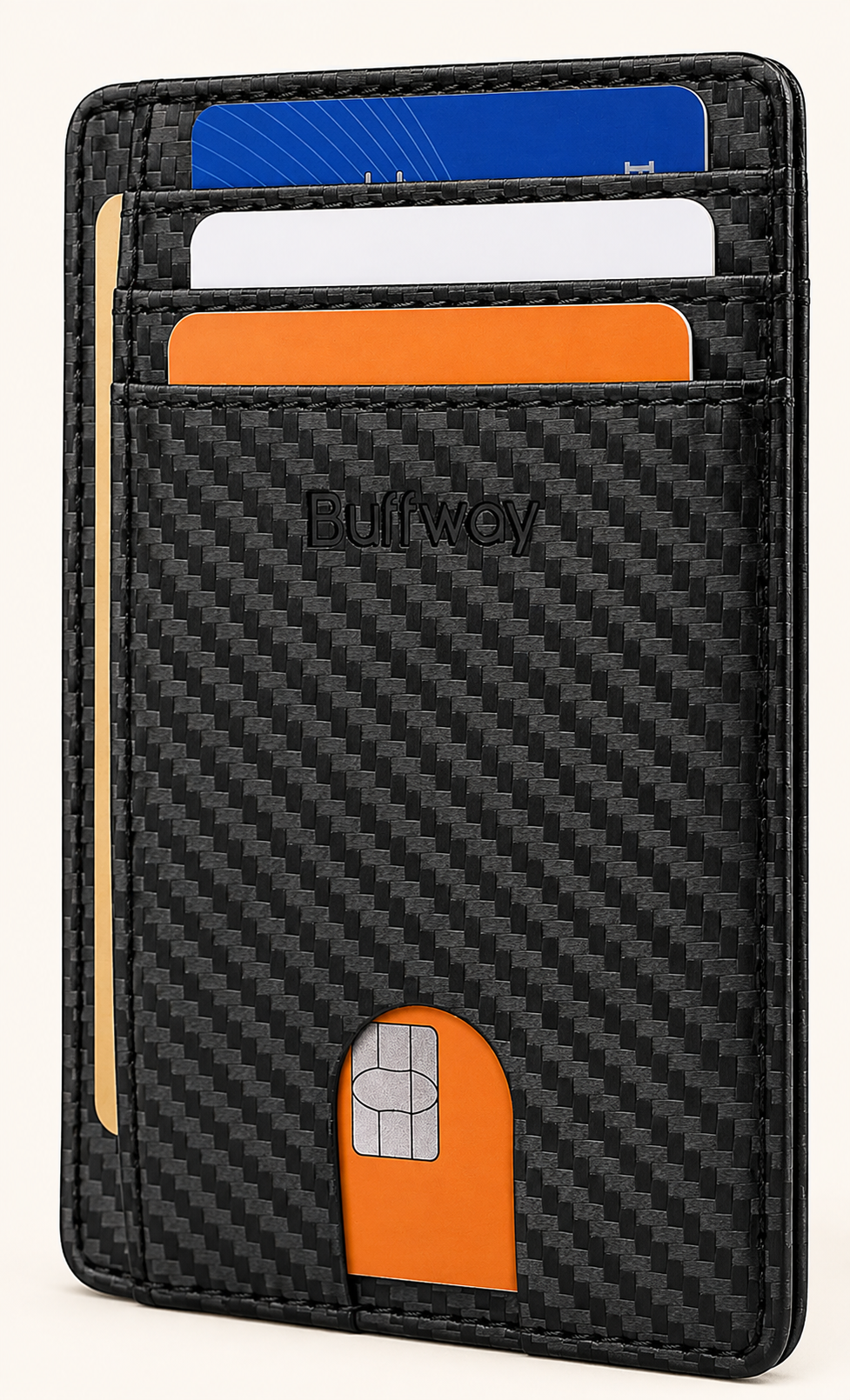 Buffway Slim Minimalist Front Pocket RFID Blocking Leather Wallets