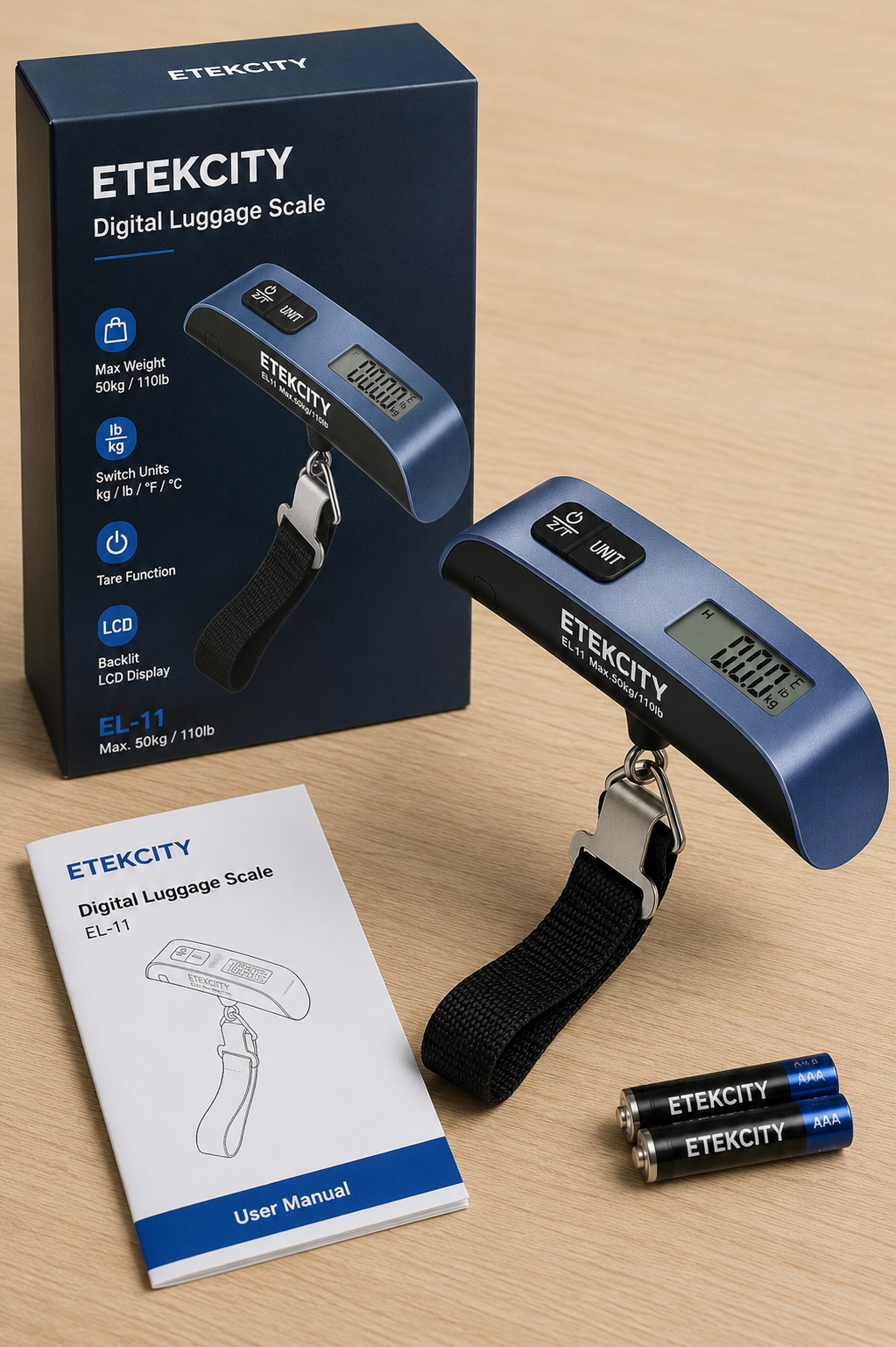 Etekcity Luggage Scale, Digital Suitcase Weight Scale for Travel, 110 lb