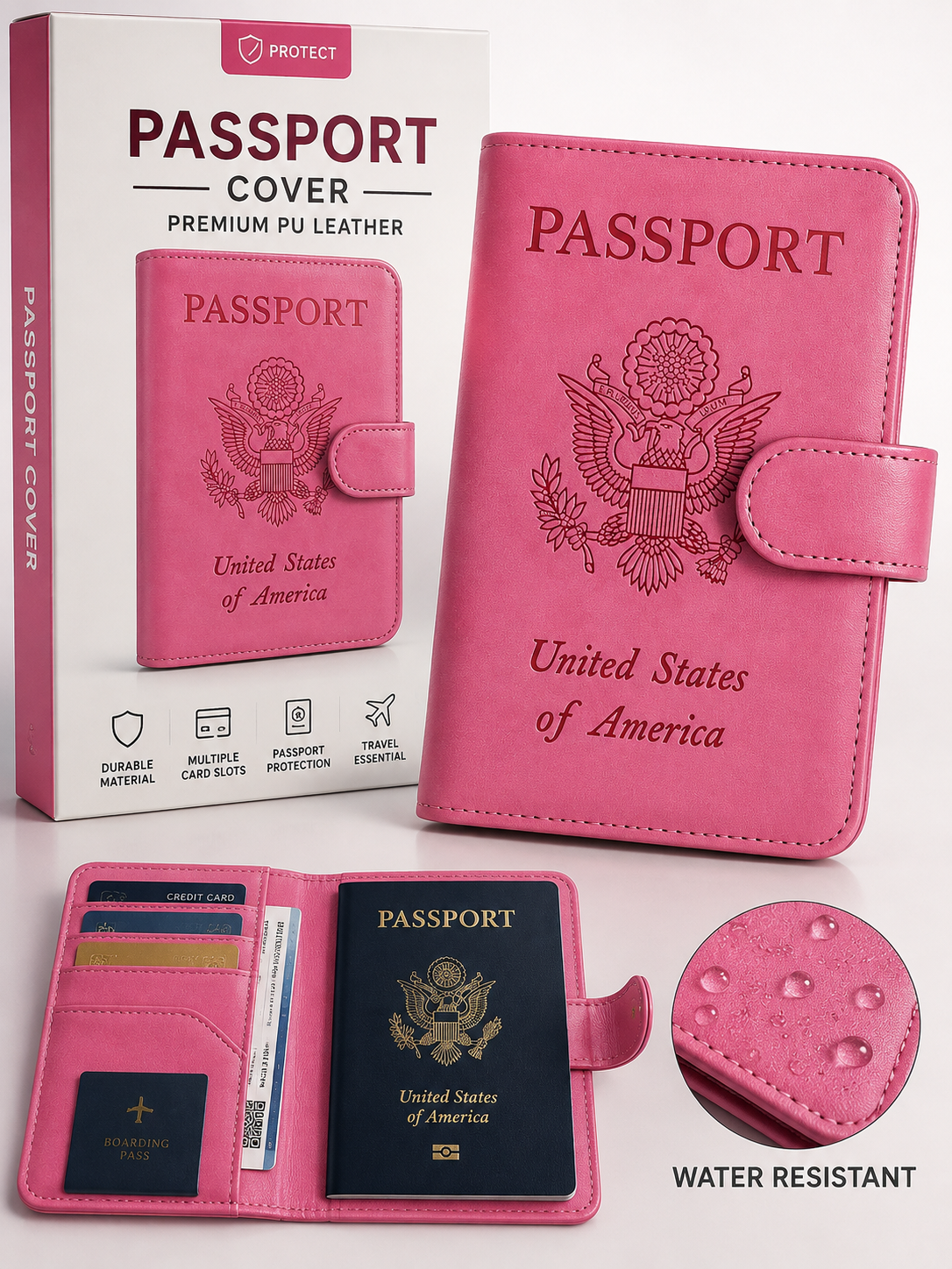 Passport Holder Cover Wallet RFID Blocking Leather Card Case