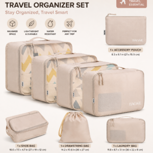 BAGAIL 8 Set Packing Cubes Luggage Packing Organizers for Travel Accessories