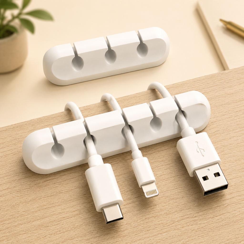 Cord Organizer for Desk, White Cable Organizer Cable Clips 2 Pack