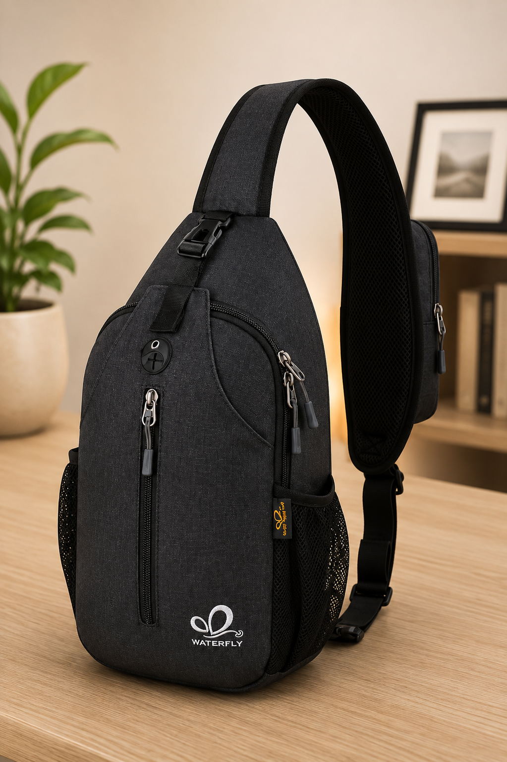 WATERFLY Crossbody Sling Backpack Sling Bag Travel Hiking Chest Bag Daypack