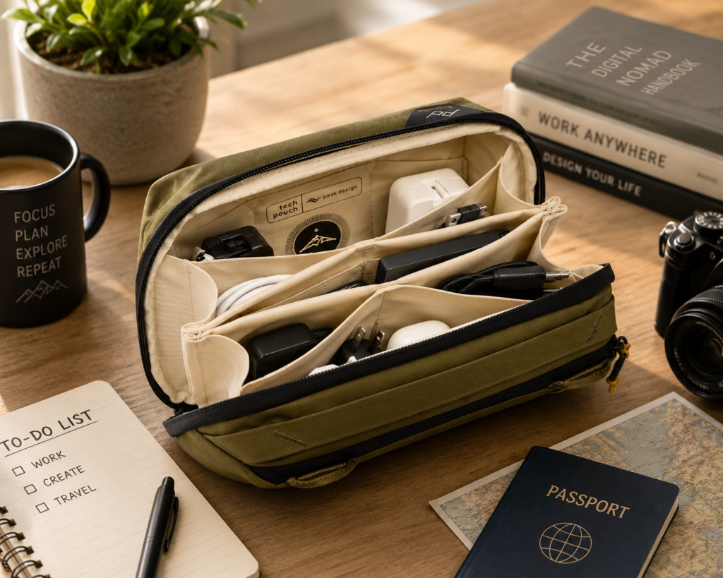 Peak Design Tech Pouch, Kelp, Electronics Organizer for Travel or Everyday Carry,