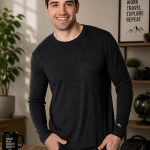 100% Merino Wool Shirts for Men - Thermal Underwear Base Layer Long Sleeve | Lightweight, Breathable Thermal Shirt, Naturally Odor-Resistant, Moisture-Wicking, Ideal for Hiking, Outdoor, Everyday Wear
