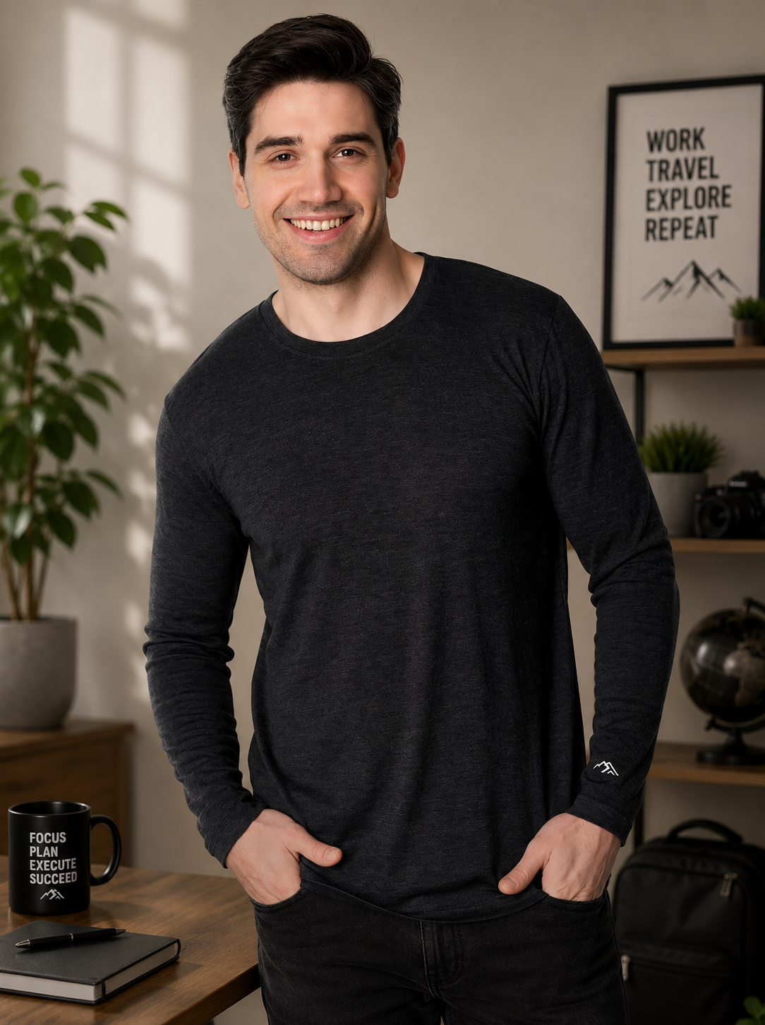 100% Merino Wool Shirts for Men - Thermal Underwear Base Layer Long Sleeve | Lightweight, Breathable Thermal Shirt, Naturally Odor-Resistant, Moisture-Wicking, Ideal for Hiking, Outdoor, Everyday Wear