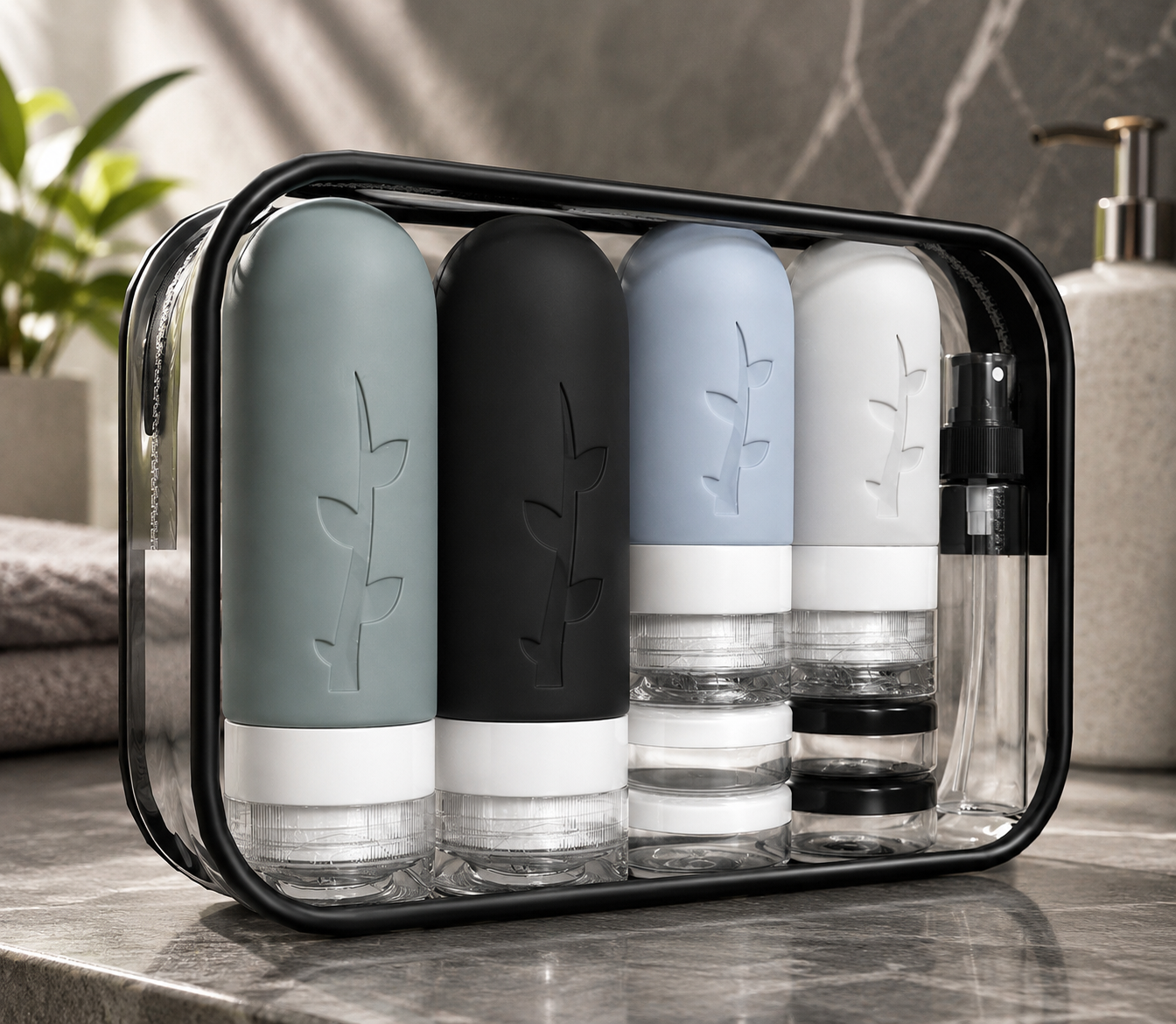 Travel Bottles for Toiletries,TSA Approved Silicone Travel Containers for Toiletries,Leak Proof Refillable Liqus Shampoo And Conditioner travel Essentials toiletry Bottles