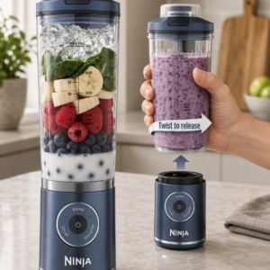 Ninja Blast Max Portable Blender, Twist & Go, 22oz, Navy, BC251NV | Twist & Go removable 22-oz vessel. Auto-iQ Crush & Smoothie programs, cordless. Dishwasher safe, leakproof lid.