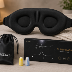 MZOO Luxury Sleep Mask for Women Men Patented Light Blocking Design | Zero Eye Pressure, 3D Contoured Sleeping Mask for Side Sleeper, Breathable, Adjustable, for Travel, Black